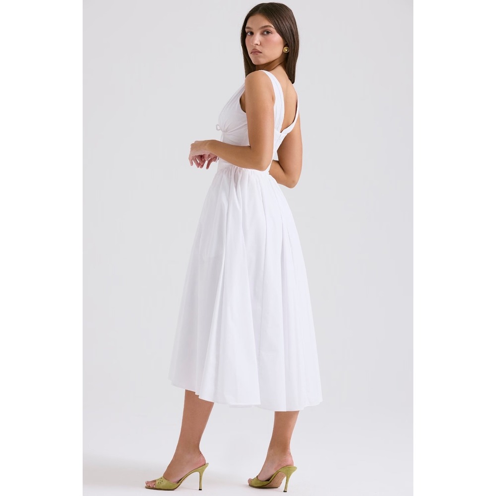 House of CB Emmelina White Cotton Corset Sundress Size Medium - Picture 4 of 14